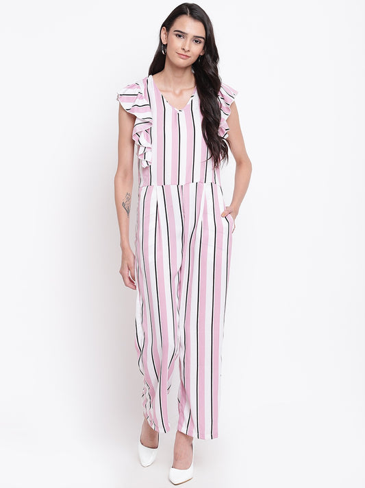 Pink Polyester Jumpsuit