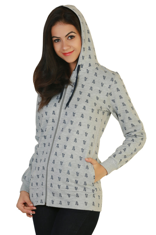 Stylish and cozy Grey Melange Fleece Jacket by Belle Fille