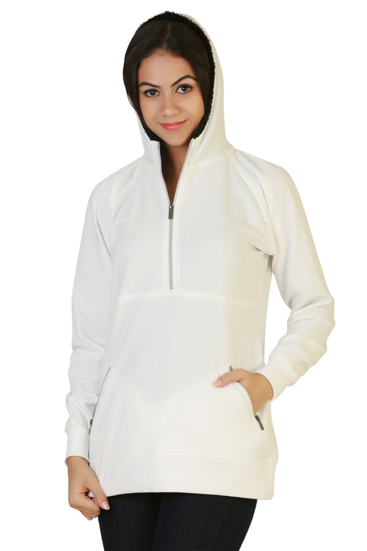 Stylish and cozy White Fleece Jacket by Belle Fille