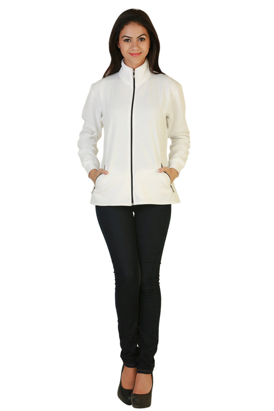 Stylish and cozy White Fleece Jacket by Belle Fille