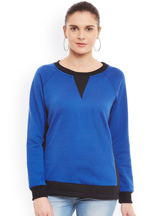 Stylish and cozy Royal Blue  &  Black Fleece Sweatshirt by Belle Fille