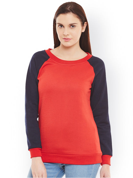 Stylish and cozy Navy Blue  &  Red Fleece Sweatshirt by Belle Fille