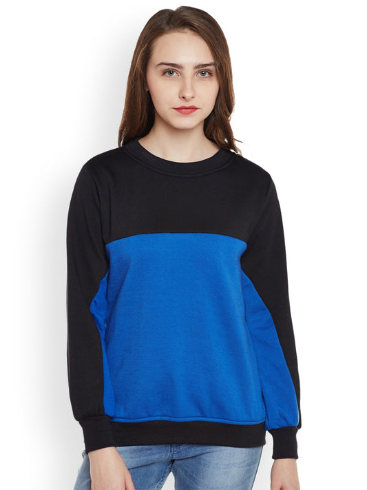 Stylish and cozy Black And Royal Blue Fleece Sweatshirt by Belle Fille