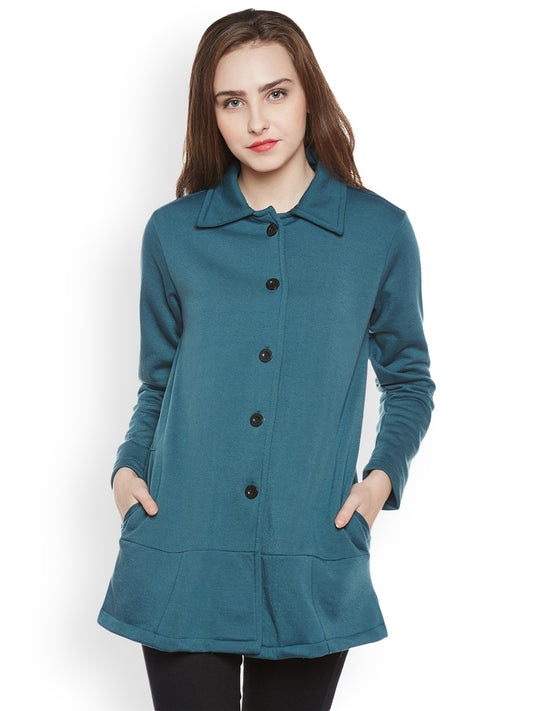 Stylish and cozy Airforce Green Fleece Coat by Belle Fille