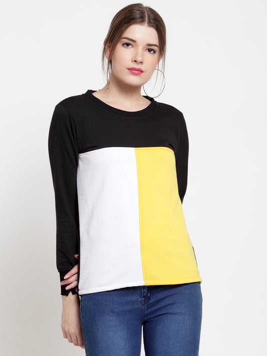 Stylish and cozy Black & Yellow & White Fleece Sweatshirt by Belle Fille