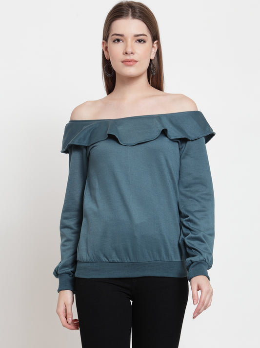 Stylish and cozy Teal Fleece Sweatshirt by Belle Fille
