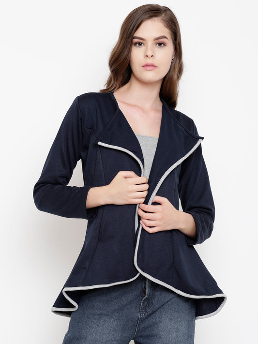 Stylish and cozy Navy & Milange Fleece Coat by Belle Fille