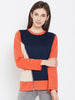 Stylish and cozy Beige, Navy & Orange Fleece Sweatshirt by Belle Fille