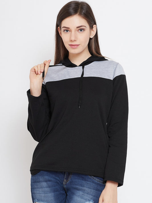 Stylish and cozy Black & Milange Fleece Sweatshirt by Belle Fille