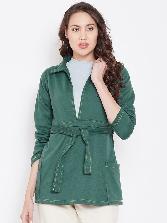 Stylish and cozy Teal Fleece Coat by Belle Fille