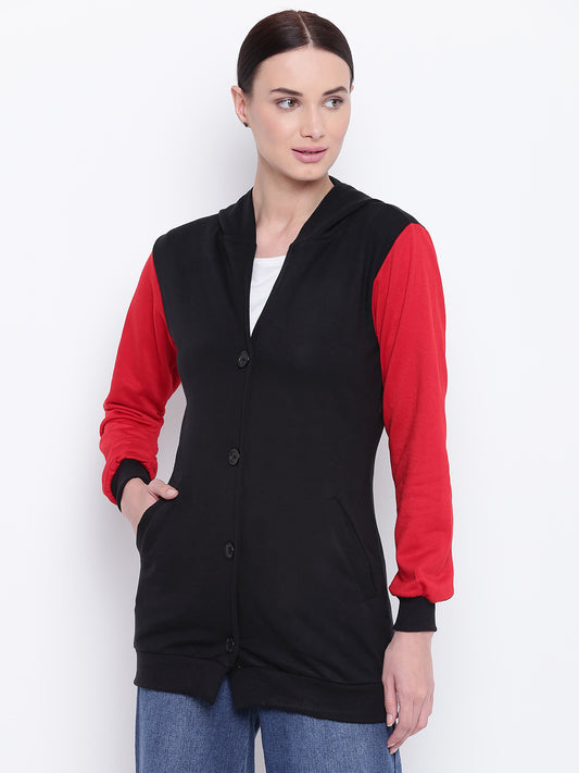 Stylish and cozy Black & Red Fleece Sweatshirt by Belle Fille