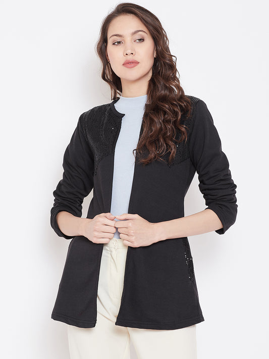 Stylish and cozy Black Cotton Jacket by Belle Fille