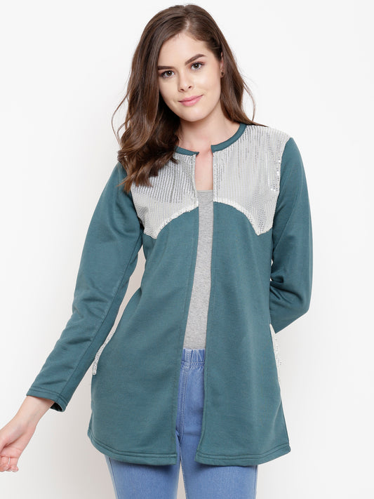 Stylish and cozy Teal Cotton Jacket by Belle Fille
