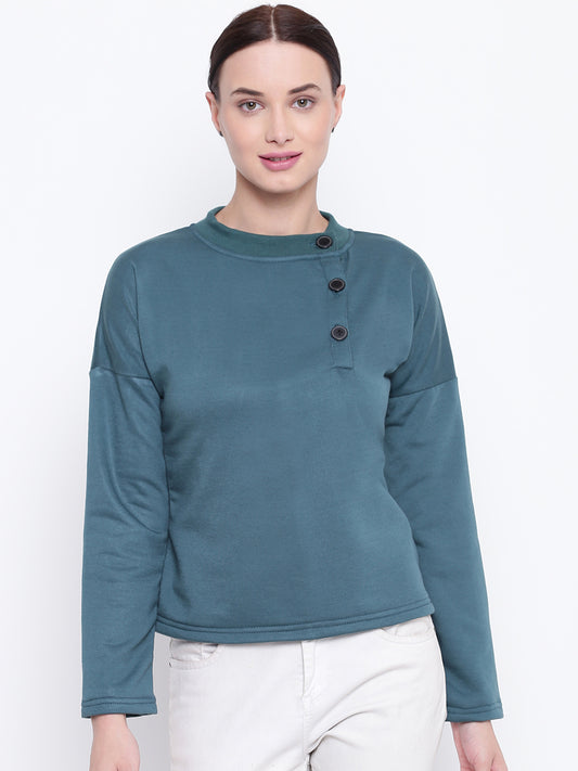 Stylish and cozy Teal Fleece Sweatshirt by Belle Fille