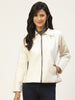Stylish and cozy White Synthetic Leather Jacket by Belle Fille
