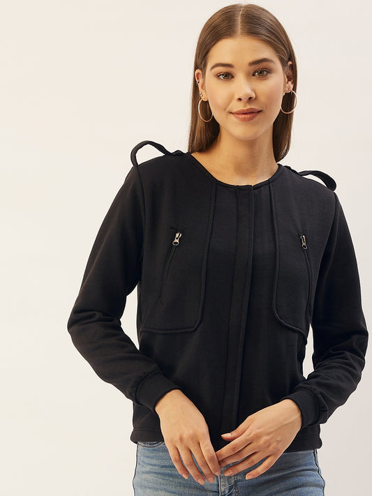 Stylish and cozy Black Fleece Jacket by Belle Fille