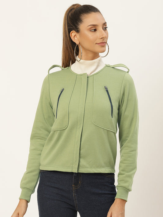 Stylish and cozy Olive Fleece Jacket by Belle Fille