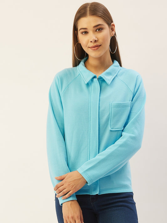 Stylish and cozy Turquoise Blue Fleece Jacket by Belle Fille
