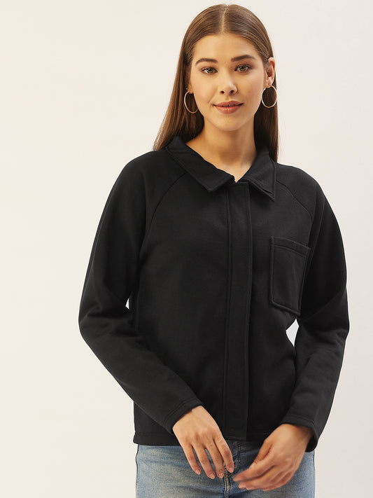 Stylish and cozy Black Fleece Jacket by Belle Fille