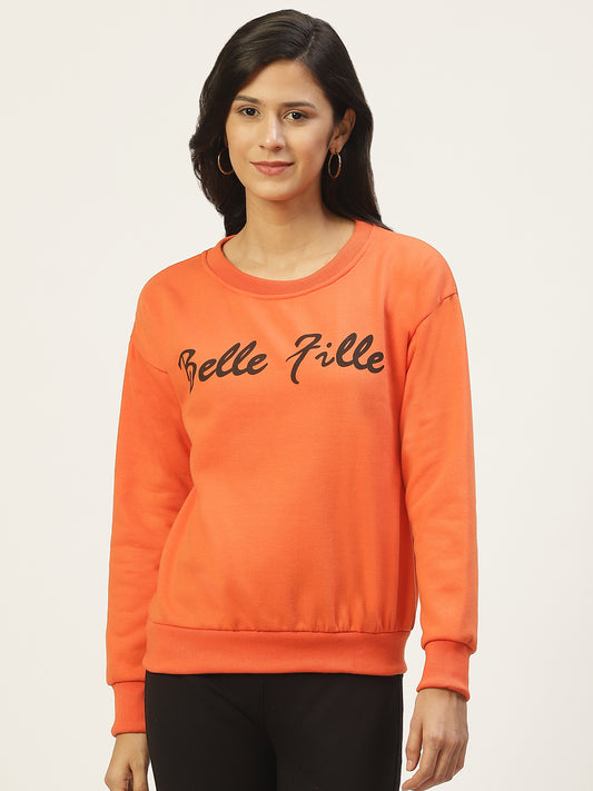Stylish and cozy Orange Fleece Sweatshirt by Belle Fille