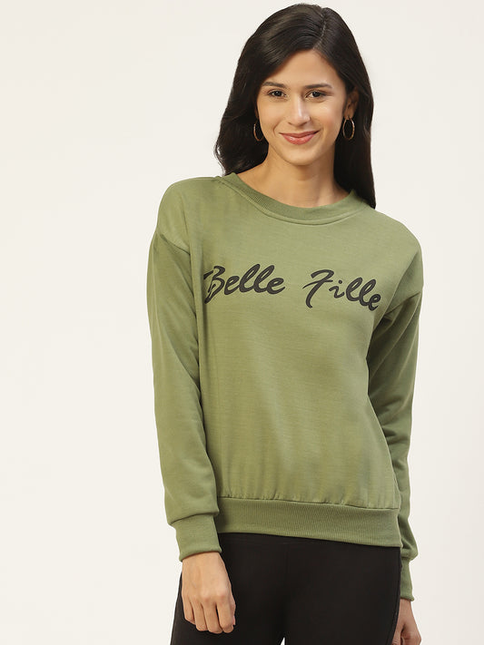 Stylish and cozy Olive Fleece Sweatshirt by Belle Fille
