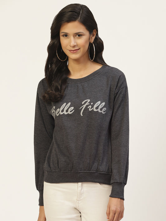 Stylish and cozy Dark Grey Fleece Sweatshirt by Belle Fille
