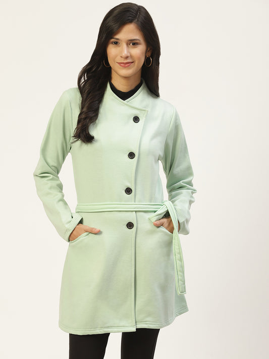 Stylish and cozy Sea Green Fleece Jacket by Belle Fille