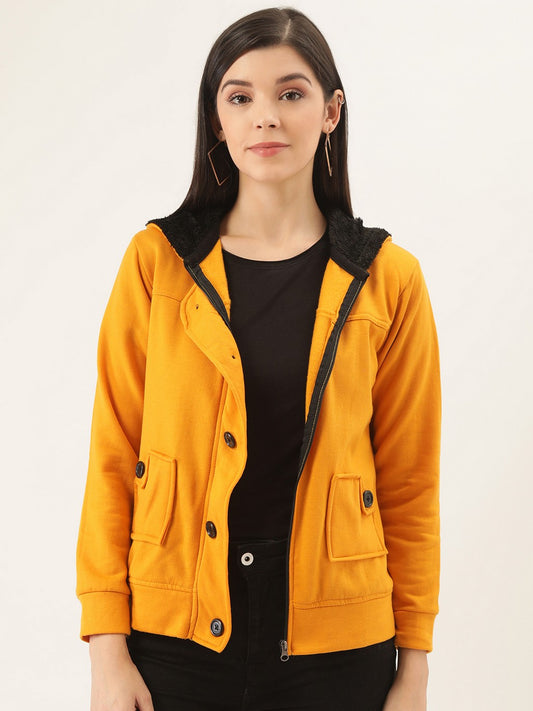 Stylish and cozy Mustard Fleece Jacket by Belle Fille