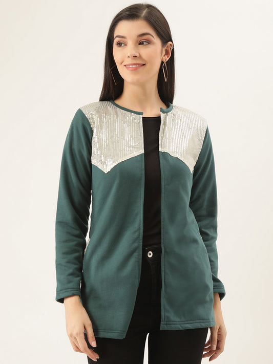 Stylish and cozy Teal Cotton Jacket by Belle Fille