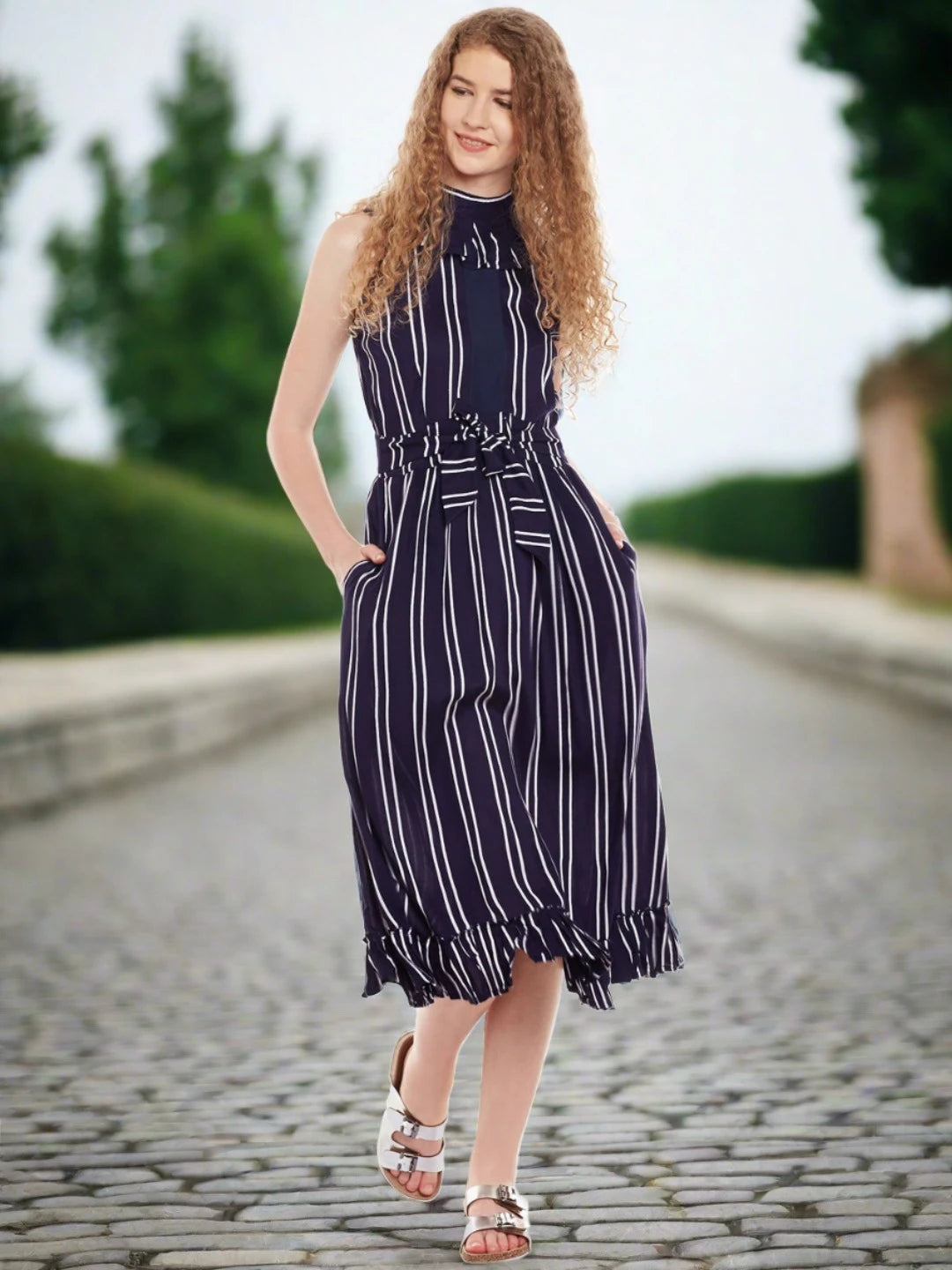 Belted Stripes Dress